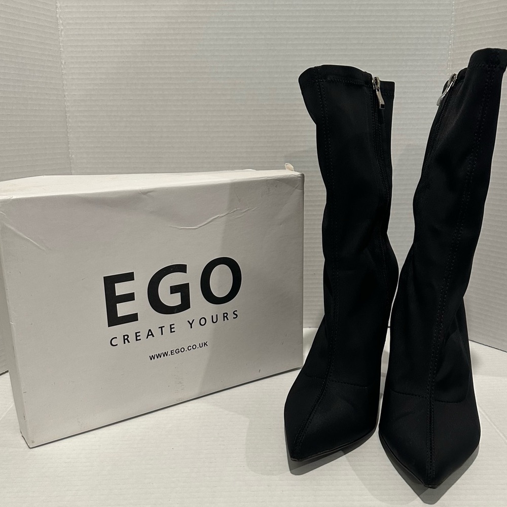EGO Fiona Black Lycra Ankle Boots - UK 8 / US 10